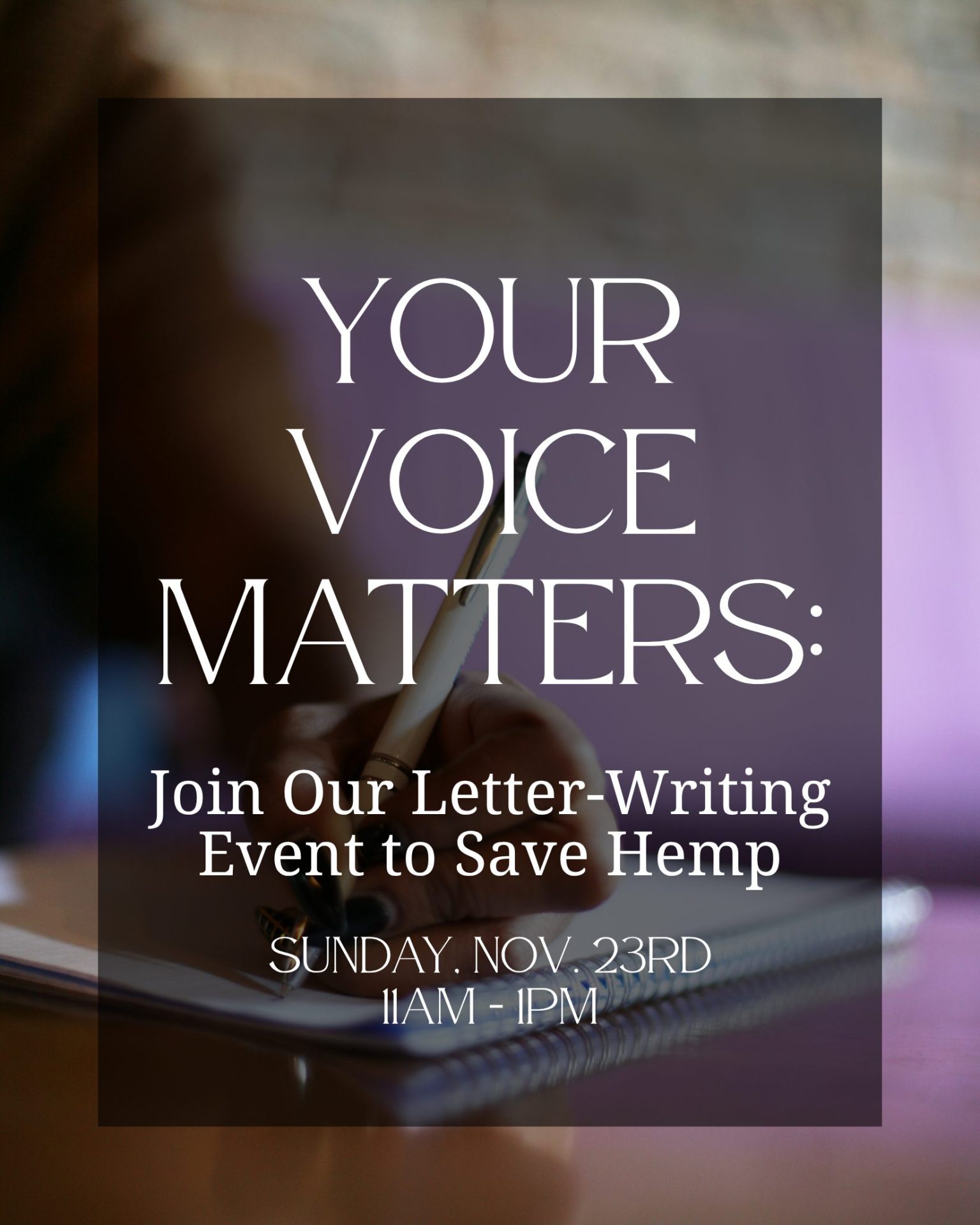 Your Voice Matters: Join Our Letter-Writing Event to Save Hemp | Lancaster, PA | Hempfield Apothecary | The Lounge