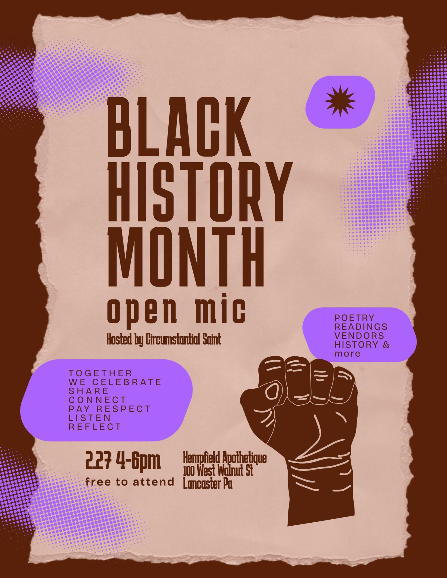 Black History Month Poetry Open Mic | Lancaster, PA Black History Month Celebration | The Lounge | Hempfield Apothetique